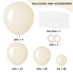 RUBFAC 129pcs Ivory white Balloons Different Sizes 18 12 10 5 Inch Latex Ball…