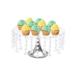 4-Piece Silver Round Cake Stand Set Detachable Metal Dessert Display