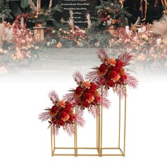 Gold Wedding Flower Stand Plating Floral Decor Vase Floor Column Stand Sets of 3