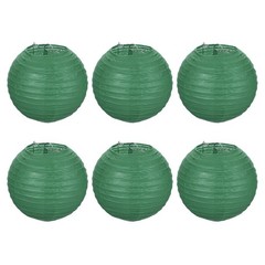 6pcs 6 Inch Folding Hanging Paper Lanterns Small Lampshade Dark Green