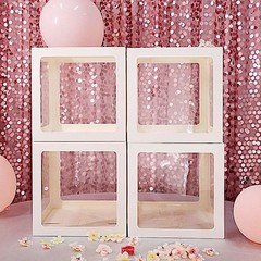 WHITE 12″ Transparent Balloon Boxes with Trim Centerpiece Decorations