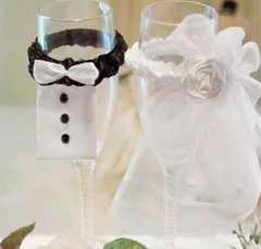 Wedding Bride Groom Dress Wine Cups Wrap Champagne Glass Bottle Cover Decoration
