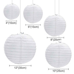 30Pcs/set White Paper Lanterns Chinese Hanging Round Lantern Lamp for Wedding An