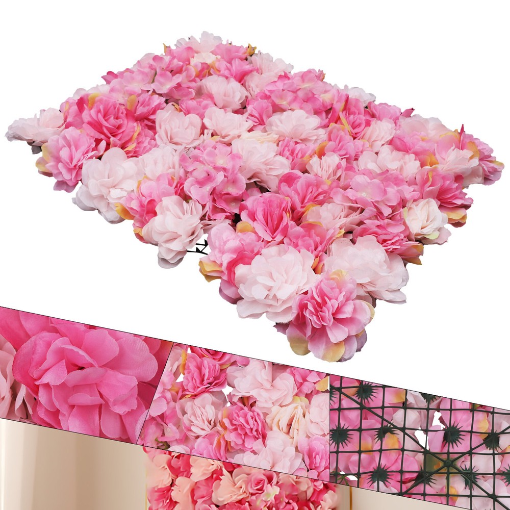 Floral Backdrop Wedding Party Decor 6pcs Artificial Flower Wall Panels 60*40cm
