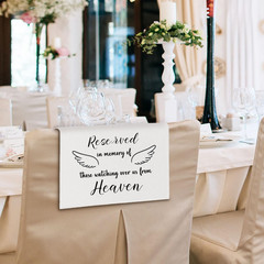 Reserved Seating Chair Signs, in Loving Memory Memorial Wedding Sign Pew Cloths
