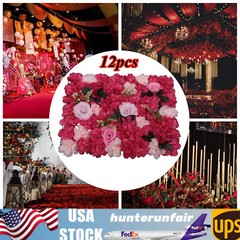 12X Flower Wall Panel Artificial Floral Wall Backdrop Photo Venue Wedding Decor
