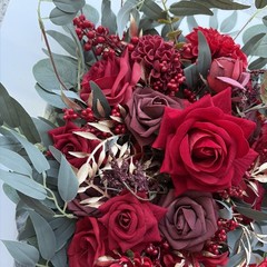 Deluxe Wedding Arch Flowers with Drapes Kit Pack of 4, 2pcs Burgundy & Red
