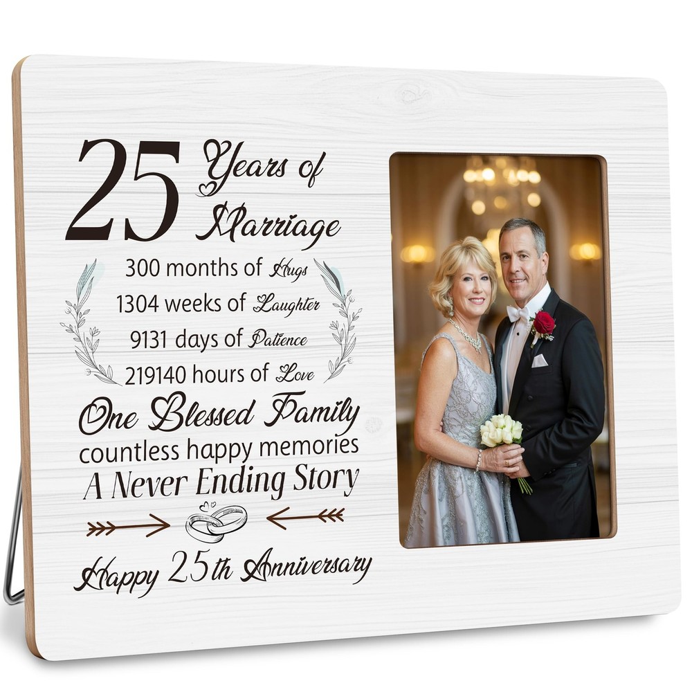 25th Anniversary Picture Frame Gifts for Couple, Silver Wedding Anniversary f…