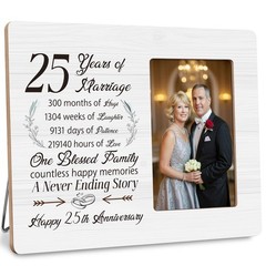 25th Anniversary Picture Frame Gifts for Couple, Silver Wedding Anniversary f…
