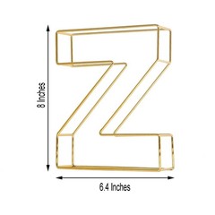 GOLD 8″ tall 3D Metal Wire Letter Z Party Wedding Reception Backdrop Supplies