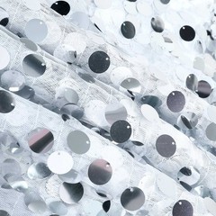 Silver Big Payette Sequined BACKDROP 20×10 ft Home Wedding Photo Prop Light Gray