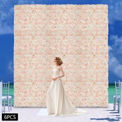 6Pcs Artificial Silk Flower Wall Panel Floral Backdrop Party Wedding Decoration