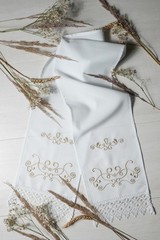 Ukrainian Wedding Rushnyk Set 2 Pcs Gold Embroidered Ceremony Towels