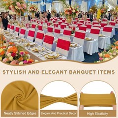 25 Pcs Spandex Chair Sashes Bows with Slider Buckle, Old Gold