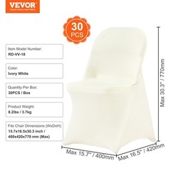 VEVOR 30PCS White Stretch Spandex Folding Chair Covers for Wedding Party Dining