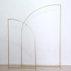 Gold 8 feet Metal Floral Display Frame Half Moon Backdrop STAND Arch Party Event