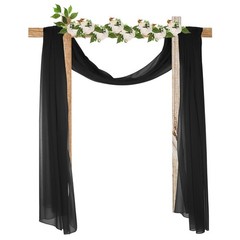 Wedding Arch Drape Fabric, 9.8ft x 4.9ft Black Chiffon Fabric Panels Pack of 2