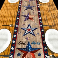 4th of July Table Runner Fourth of July Table Cover USA Red White and Blue