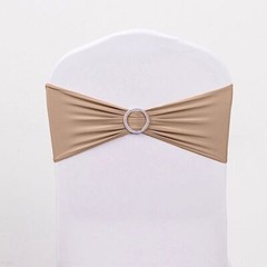 10 Nude Spandex CHAIR SASHES with Silver Round Buckles Wedding Decorations SALE