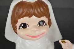Atlantic Mold Vintage 9” Bride and Groom Blue Eyes/Brown Eyes Ceramic Figures
