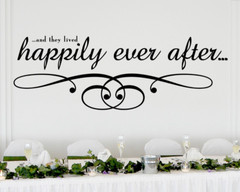 Happily Ever After Wedding Wall Decor Vinyl Sticker Decal 11″h x 30″w