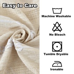 Rustic Striped Embroidery Oval Tablecloth, Openwork Heavy Weight Linen Wrinkl…