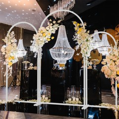 3pcs Elegant White Metal Arch Backdrop Stand Arched Frame Wedding Ceremony Decor
