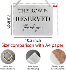 Reserved Seating Signs – This Row Is Reserved Wooden Hanging Signs for Wedding C