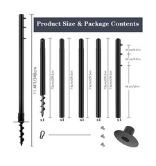 2Pack Sun Shade Sail Pole 11.4Ft Outdoor Sunshade Sail Post Support Awning Ca…