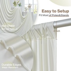 6 Panels Ivory Backdrop Curtain Set – Wrinkle-Free 30ft x 15ft for All Occasions