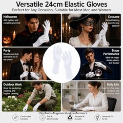 Men’s and Women’s Wrist Length Stretchy Spandex Gloves Costume Banquet White