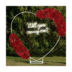 VIHOSE 6.6ft Large Metal Heart Arch Stand and Will You Marry Me LED Neon Ligh…