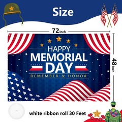 Memorial Day Decorations Banner 72″ x 48″ Backdrop Remember and Honor Happy M…