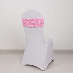 Satin Rosettes Stretchable Spandex Banquet Chair Sashes Wedding Decorations SALE