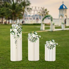 3PCS Cylinder Pedestal Stands Sturdy Multi-Use Display Columns for Wedding,