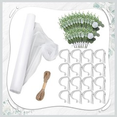 Riceshoot 34 Pcs Church Pew Wedding Decorations White Fabric Tulle Silk…
