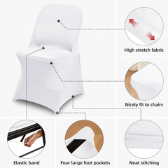 1 Pack White Spandex Stretch Folding Chair Covers for Wedding Party,Universal…