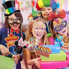 30 Pieces Carnival Photo Booth Props Funny Circus Carnival Photobooth Props C…