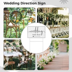 Wedding Direction Signs – 3 Pack Plastic Arrow Signs with H Stakes, Double-Sided