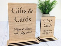 Personalised ‘Gifts & Cards’ Wooden Sign for Weddings and Parties