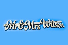 Personalised Mr & Mrs + Custom Name MDF Wooden Standing Plaques Signs Wedding