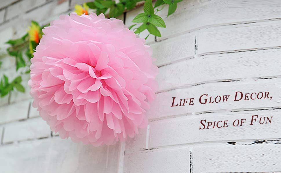 Pom Poms Tissue Paper Flowers Ball for Wedding Party Decoration 5 Pcs 10″ 12″