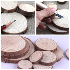 5X DIY Wooden Log Slices Round Discs 9-14cm Craft Wedding Decor Coasters Crafts