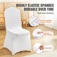 VEVOR 150PCS Stretch Spandex White Folding Chair Covers Banquet Elastic Wedding