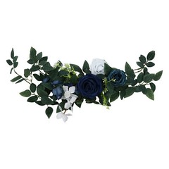 6pcs Blue Artificial Flower Arrangement Ribbons For Wedding Chair Back Decor New