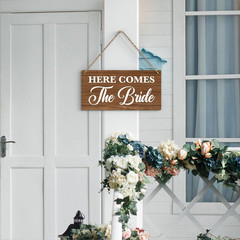 Rustic Wedding Sign Here Comes the Bride, Ring Bearer Sign, Funny Wedding Decor