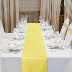 4 Pack Satin Table Runner 12 x 108 Inch Long Bright Silk and Pastel Rainbow