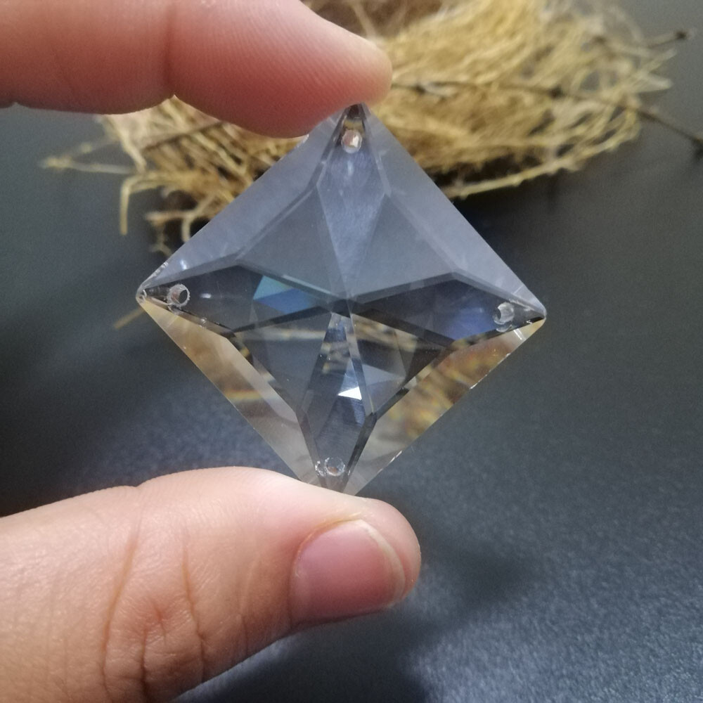 15pcs 32mm/1.25inch K9 Faceted Square Crystal Pendant Prism Bead 4 holes Lamp