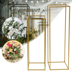 2Pcs Metal Tabletop flower Stand Floor Column Stand for Wedding Banquet Hall