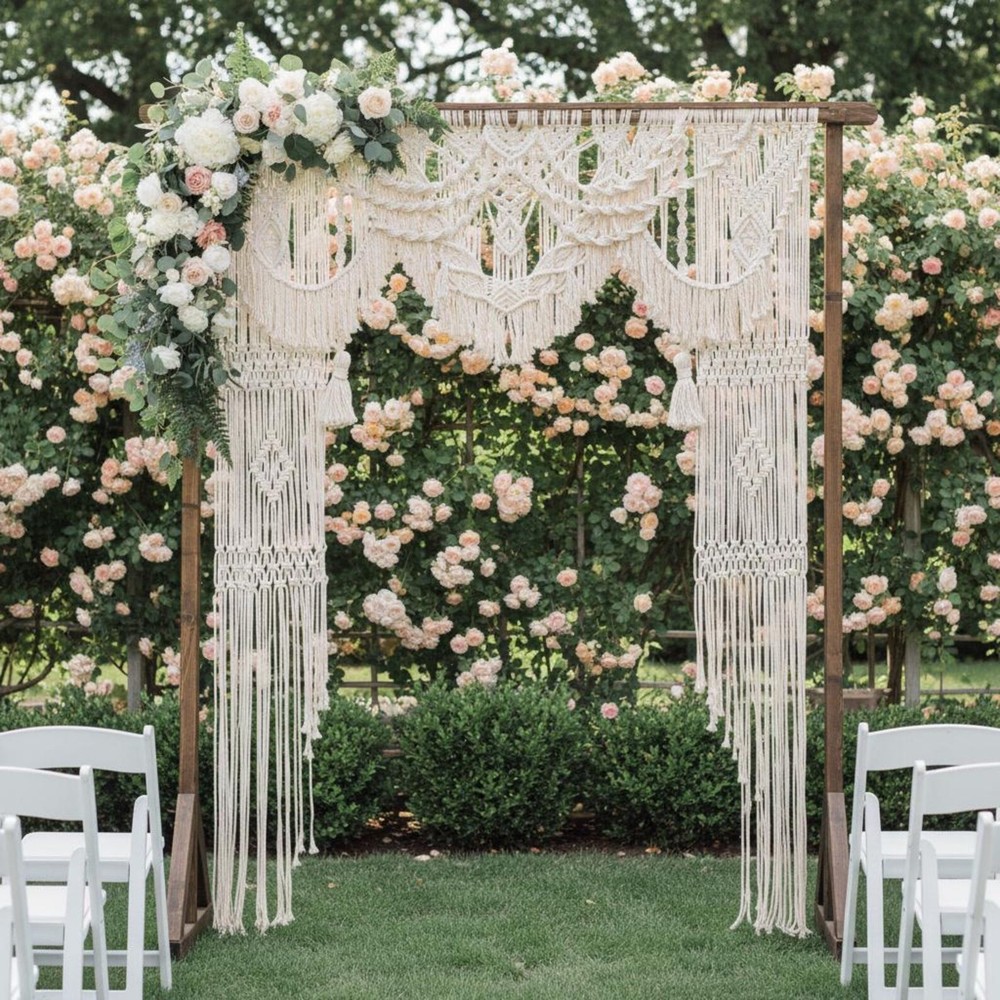 Large Handmade Macrame Wedding Backdrop Boho Ceremony Arch Decor Custom